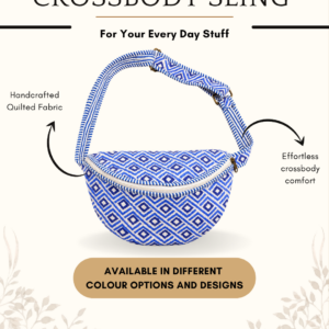 Whitebloom Quilted Crossbody Sling Bag – Block Print