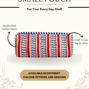 Whitebloom Small Quilted Pouch – Block Print