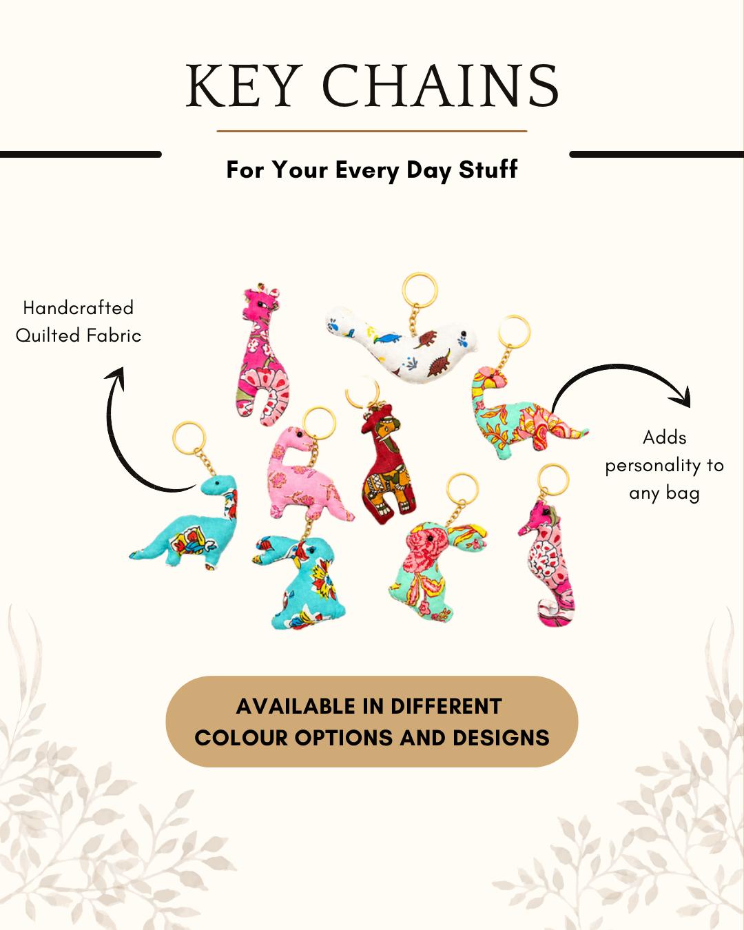 Whitebloom Handcrafted Fabric Animal Keychains